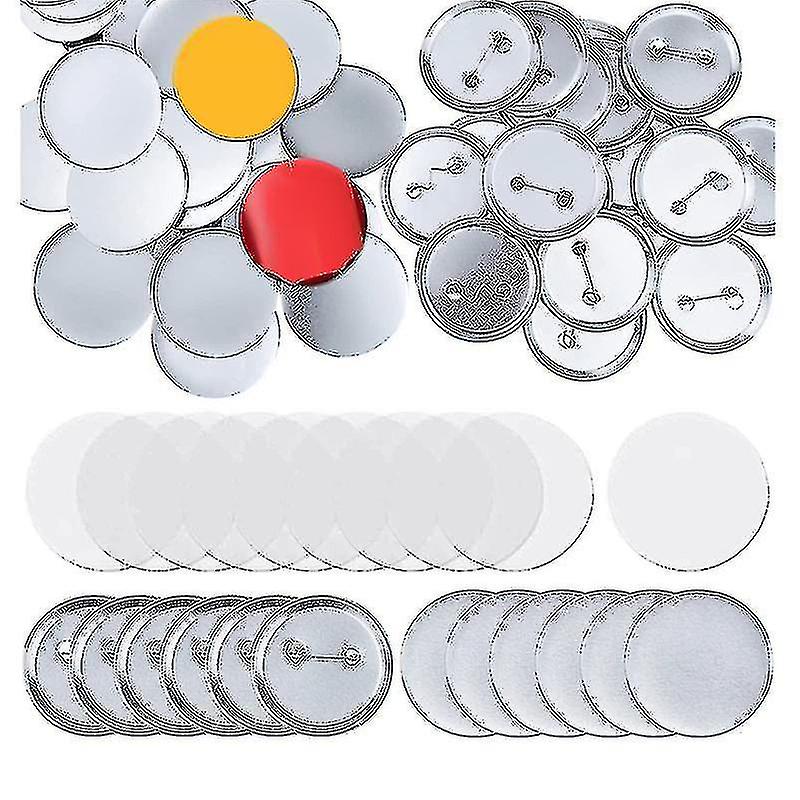 100 Sets Round Button Parts Blank Making Supplies 58mm Metal Button Making Kits, Blank Pin Back But