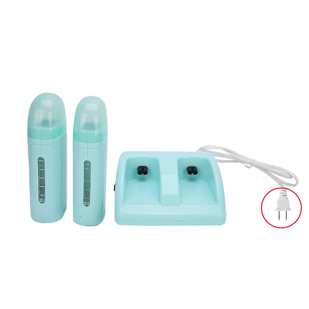Professional Hair Removal Wax Heater Double Wax Melting Machine with Adjustable Temperature Cyan 110V US Plug