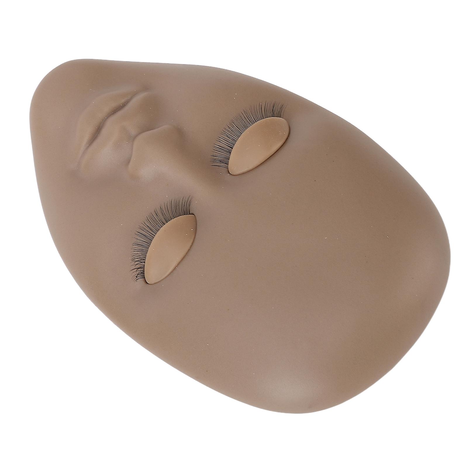 Lash Mannequin Head Reusable Soft Rubber 3D Effects Replaced Eyelids Mannequin Head for Double Lash Extension Practice Dark Brown