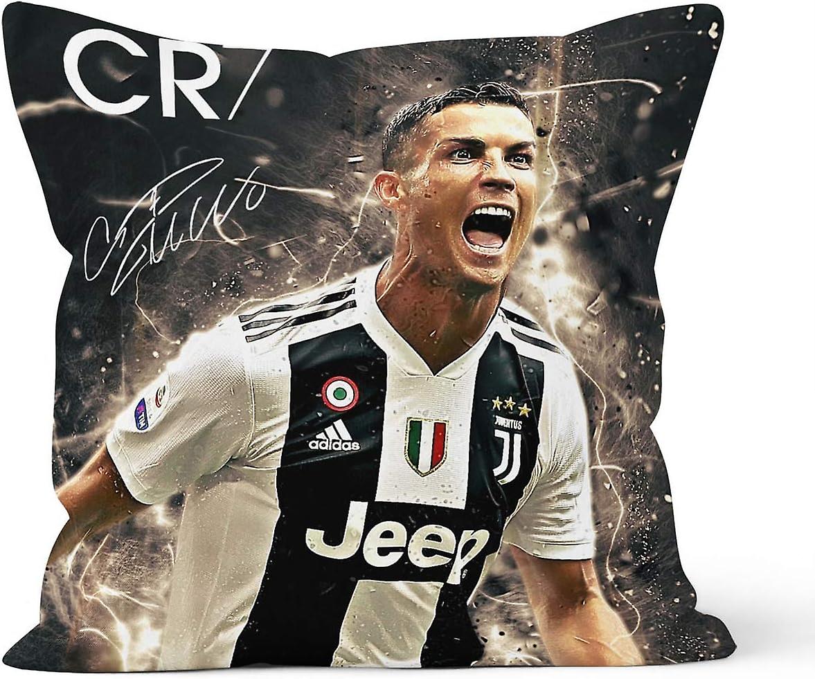 隠しジッパークロージャー両面装飾枕カバークリスティアーノロナウドCR7枕カバーギフト、車の装飾ホームソファ寝具に適用、サイズ20x20 I