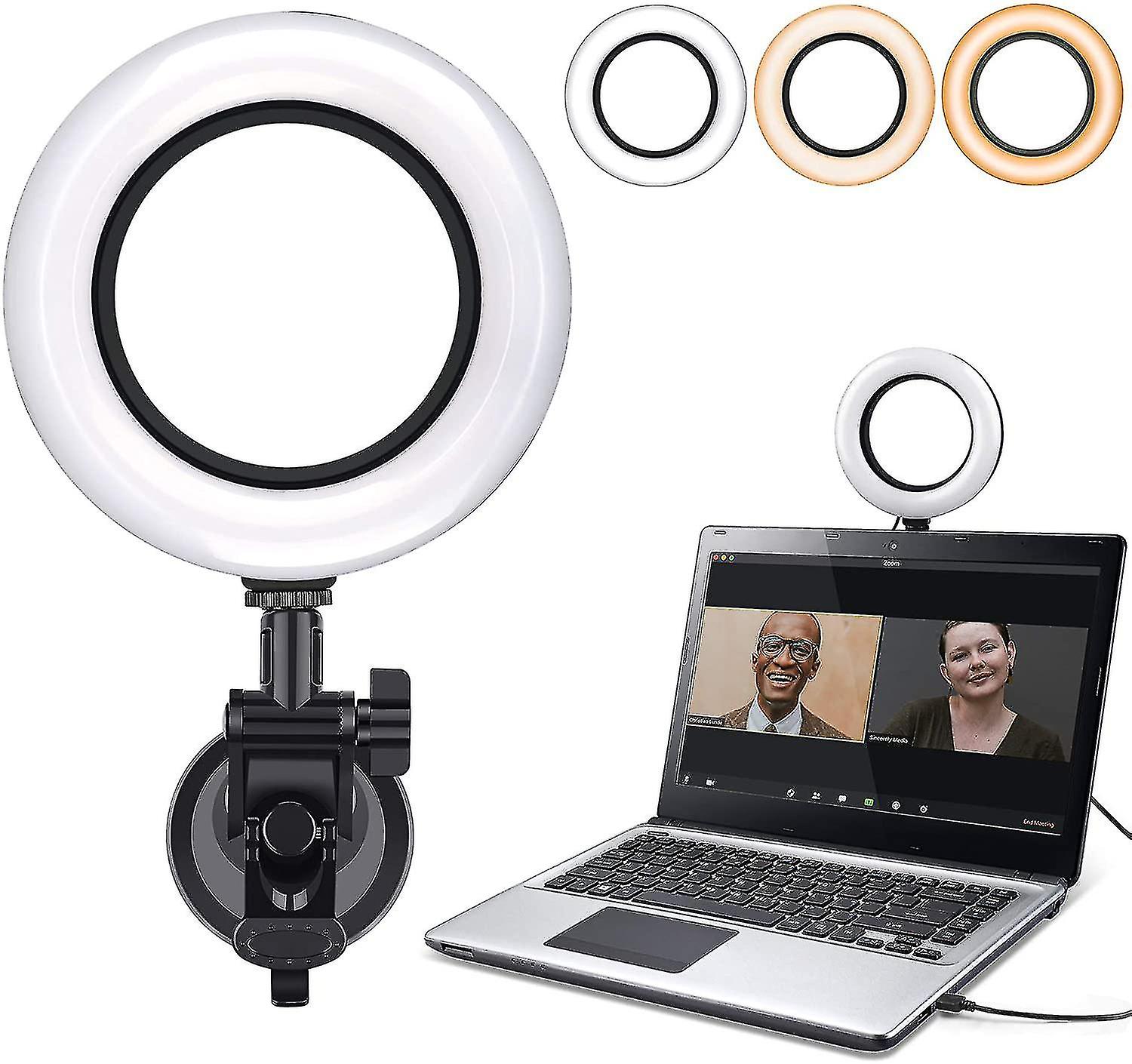 Kit d’éclairage de vidéoconférence, moniteur d’ordinateur / ordinateur portable Led Vidéo Lumière Dimmable Ring Light
