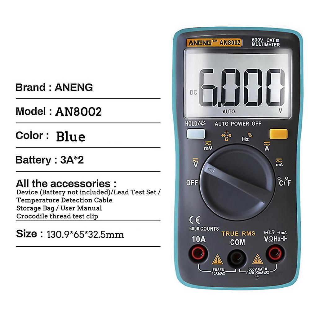 An8002 Digital Multimeter Ac/dc Voltage Meter Handheld Multitester ...