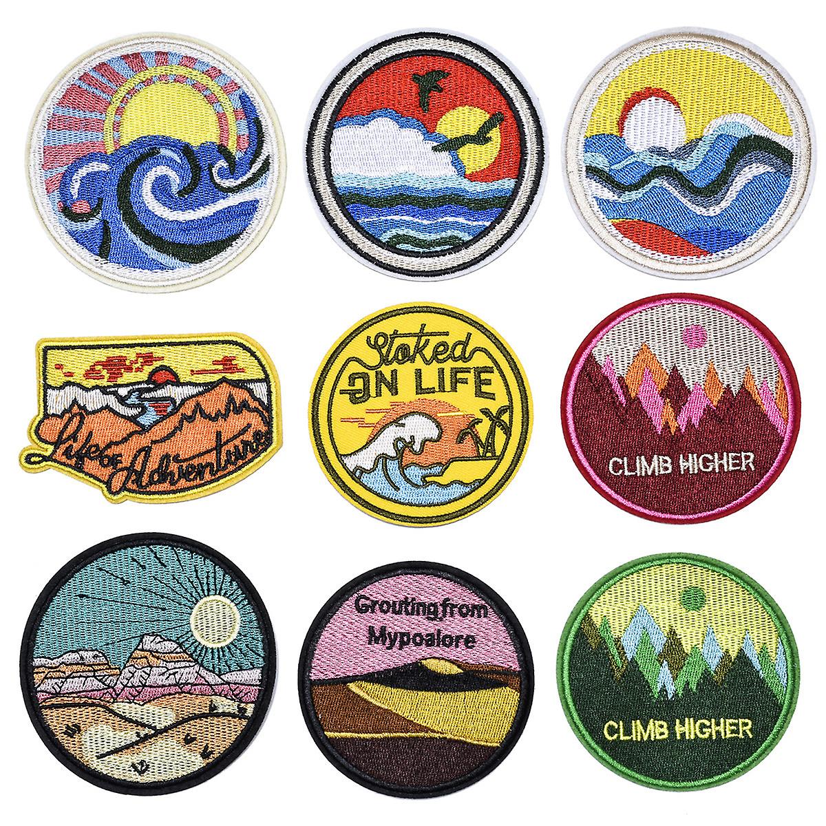Iron-On Patches for Kids and Adults, Sets of 9 Patches, Sew-on and Embroidered Fabric Patches for J