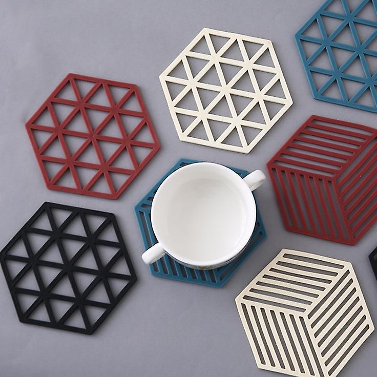 Creative hollow hexagonal silicone dining table mats 8 pcs