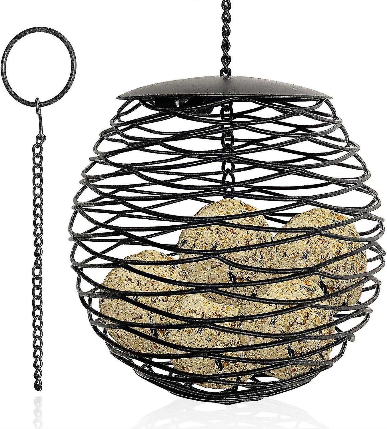 Ball Shaped Bird Feeder, 13cm Diameter Large Capacity for Fat Balls, Bread, Biscuits, Metal