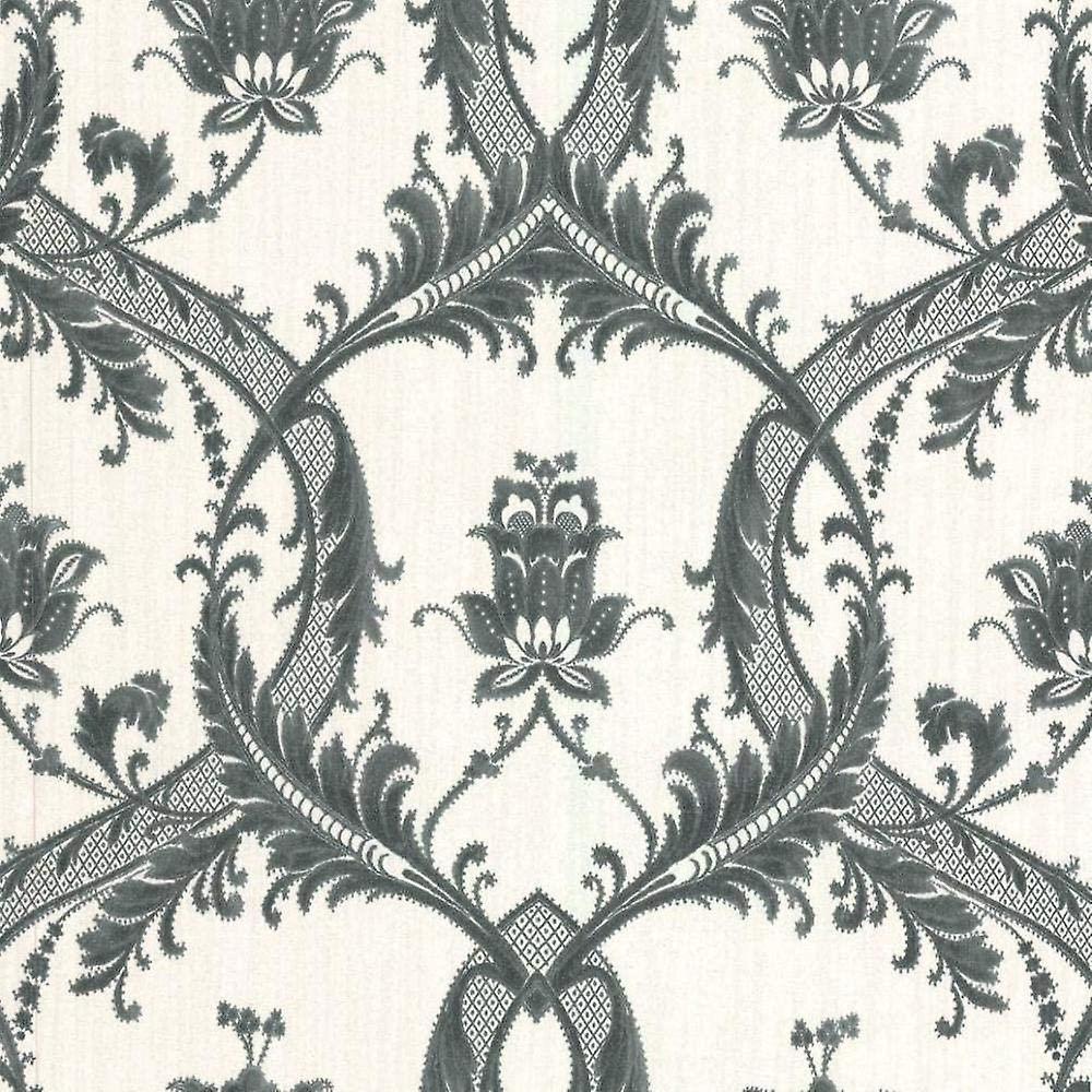 Milano White Black Damask Wallpaper