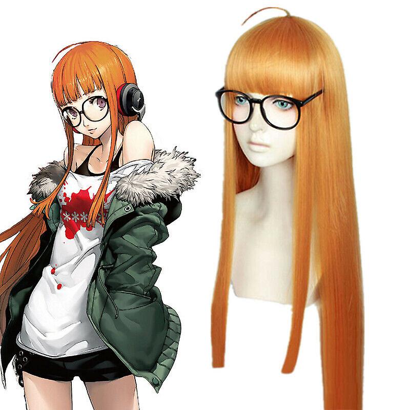 Redkid Halloween Perruque Anime Persona 5 Futaba Sakura Perruque Cosplay Femmes Long Cheveux Synthét