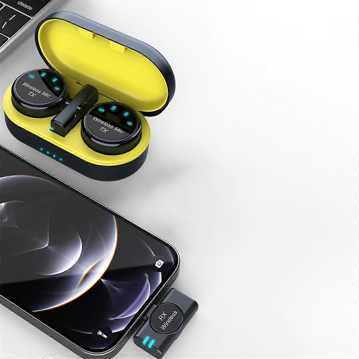 Magnetic Wireless Lavalier Microphone Audio Video Recording Microphone Noise Reduction with Charging Case Type C