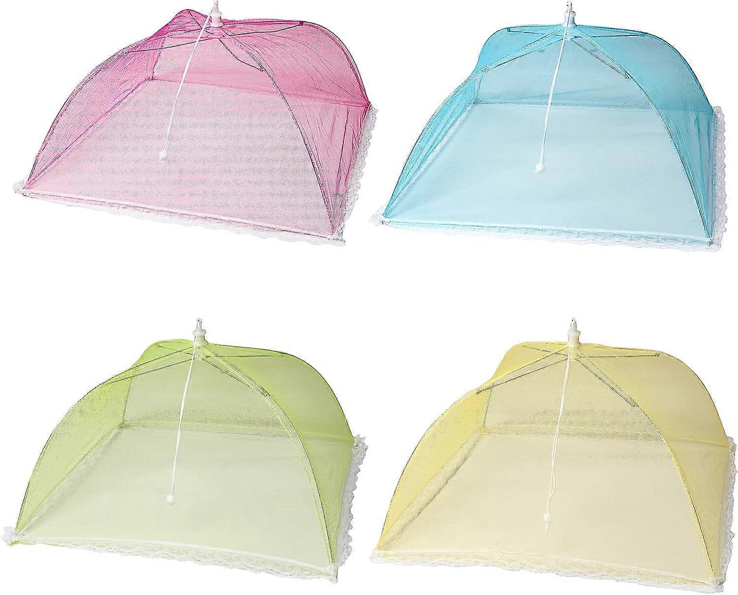 4 pack of 17" large and sturdy pop-up mesh food cover tents (blue, pi