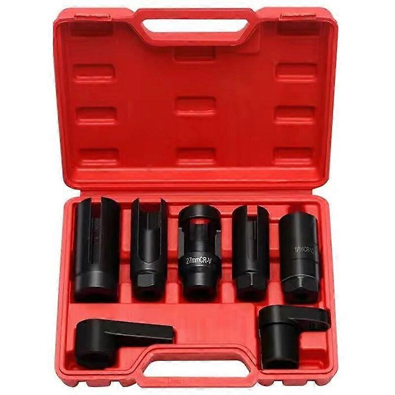 7PCS 1/2 & 3/8 Drive CR~V steel Sensor Socket Kit O2 Oxygen Sensor Sleeve Tool Wrench Socket Set UNKU53242