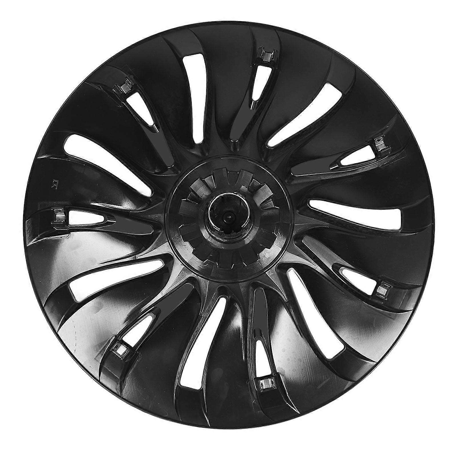 4PCS 19in Wheel Hub Cap Symmetrical Style Cool Sporty Replacement for Tesla Model Y 2020 to 2023 Glossy Black E2U412