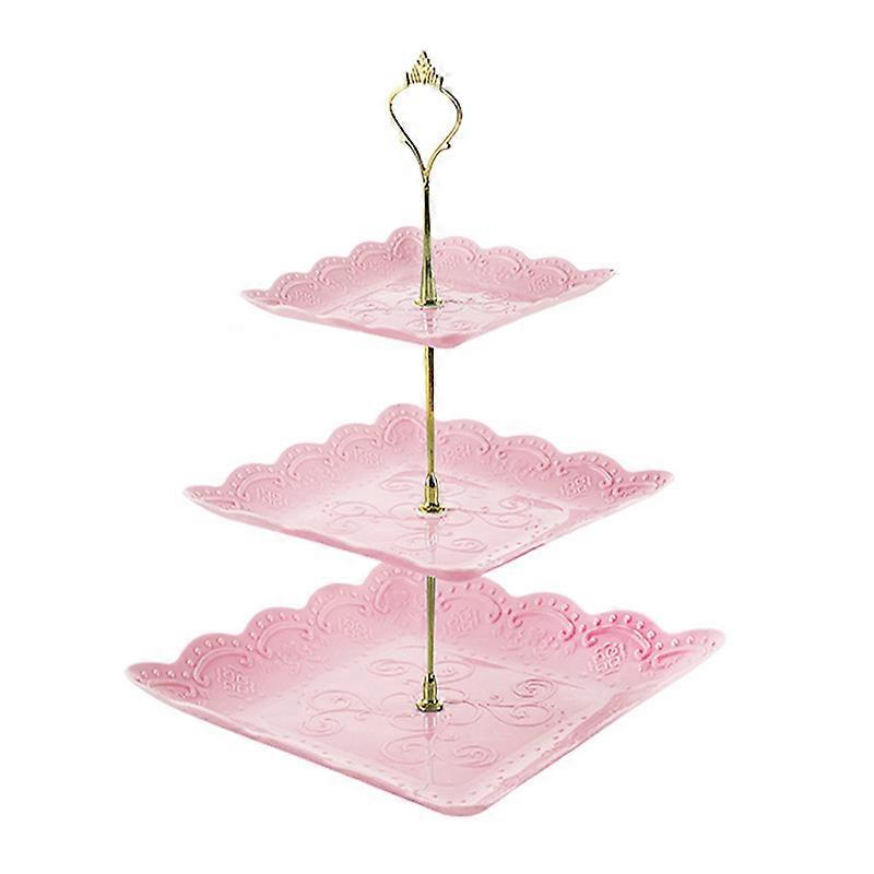 3 Tier Cupcake Stand, Plastic Tiered Serving Stand, Dessert Tower Tray For Tea Party, Baby Shower And Wedding (Square)