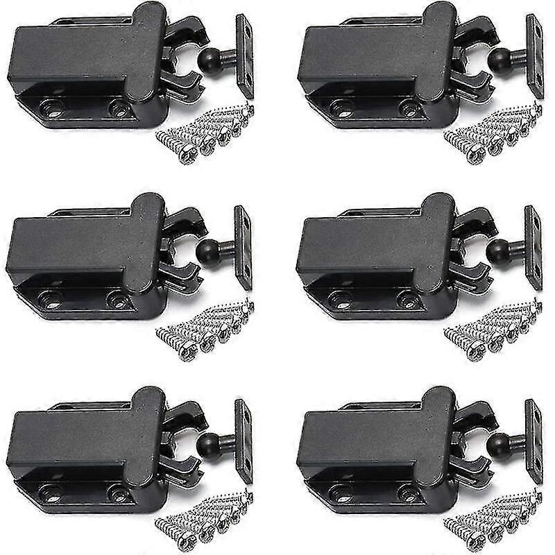 6 Pieces Push To Open Touch Release Cabinet Latches Non Magnetic Drawer Latches Cabinet Closet Furniture Door Touch Latch, Black
