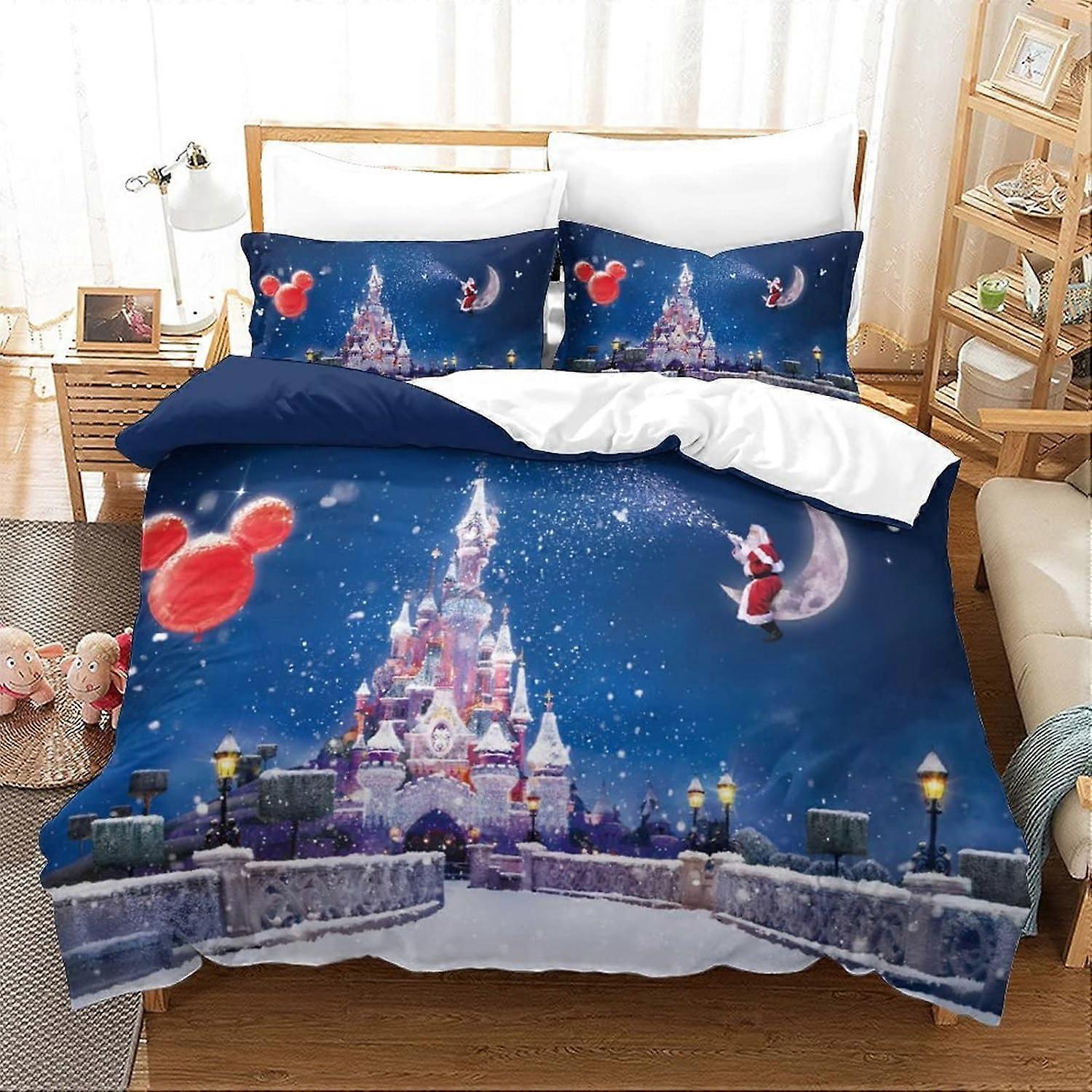 Ensemble de literie de Noël D-Print Ensemble de housse de couette de vacances Joyeux Noël,Ensembles de housse de couette en microfibre,Roi doux et confortable 135 * 200 CM