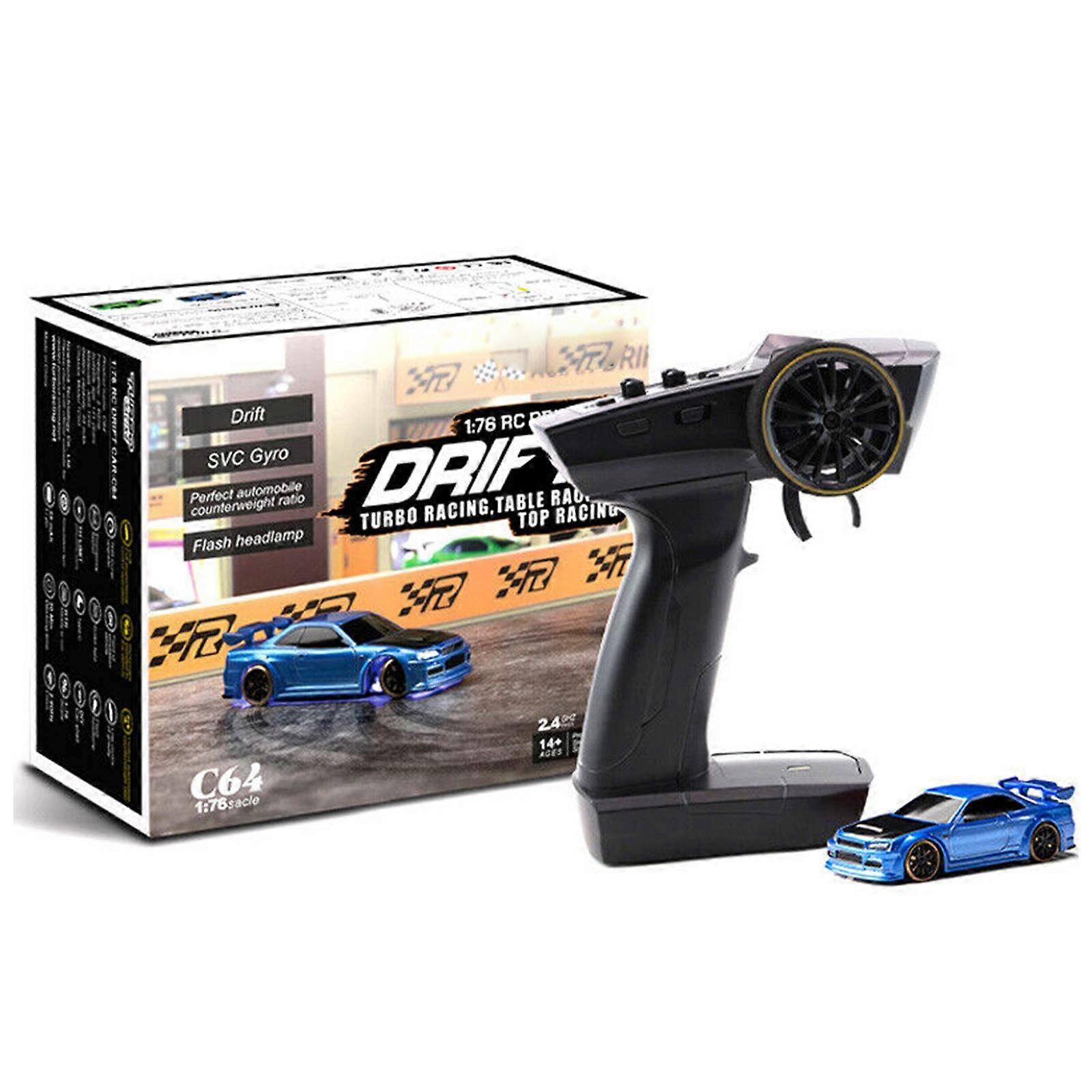 Turbo Racing 1:76 C64 Drift RC Car Com Gyro Radio Full Proporcional Brinquedos RTR kk