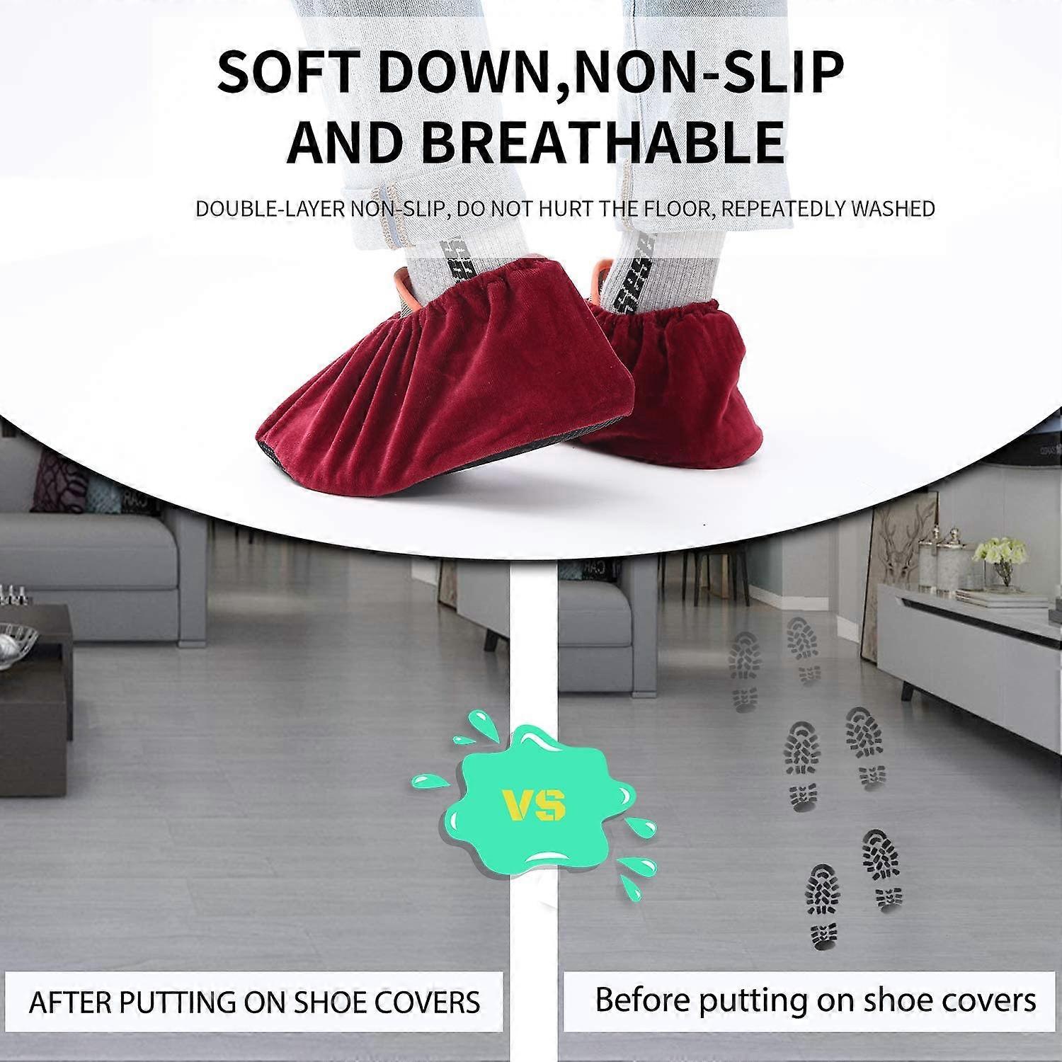 5 Pairs Reusable Non Slip Shoe Covers, Premium Soft Washable Thickened Boot Shoe