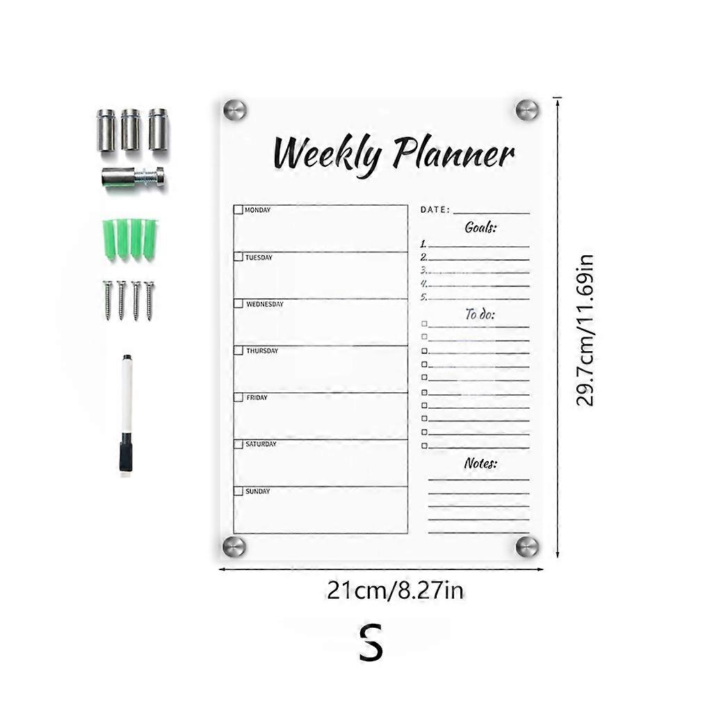 Acrylic Dry Erase Calendar Wall Mounted Weekly Calendar Board Easy to Erase