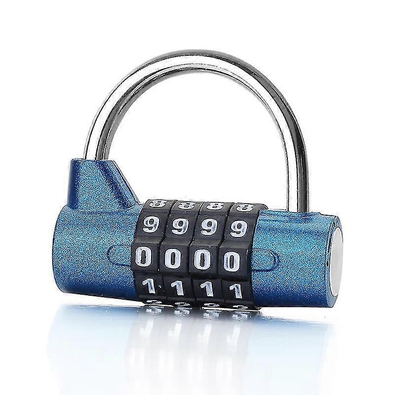 Cadenas à Code 4 Chiffres Réinitialisable – Verrou U Antirouille Bleu – Sécurité Gym, Casier, Bagage, Armoire
