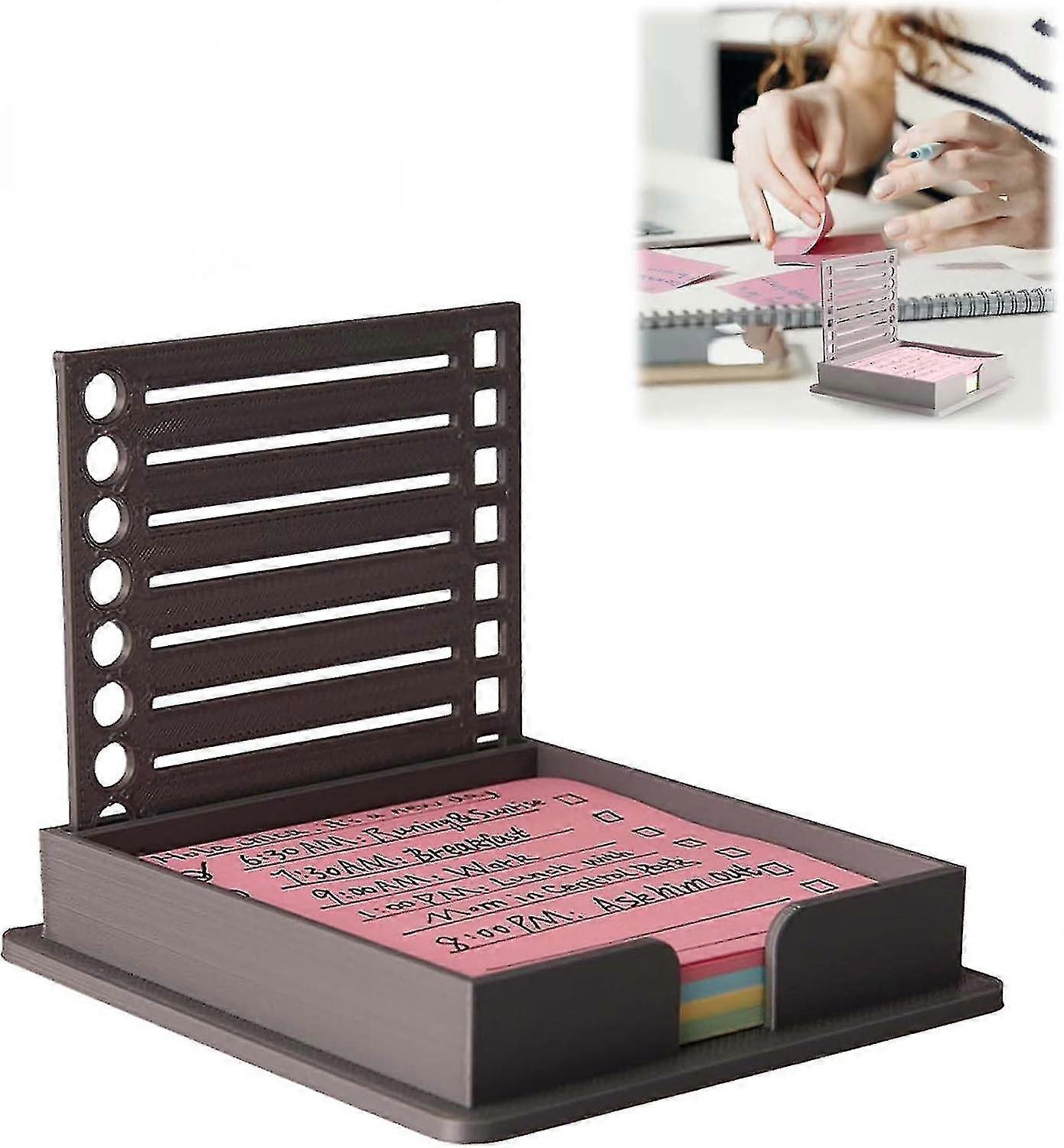 Sticky Note Holder with Stencil, Sticky Note Dispenser Compatible with Post-It Note, Post It Note Organizer for 3x3 Self-Sticky Note Pads