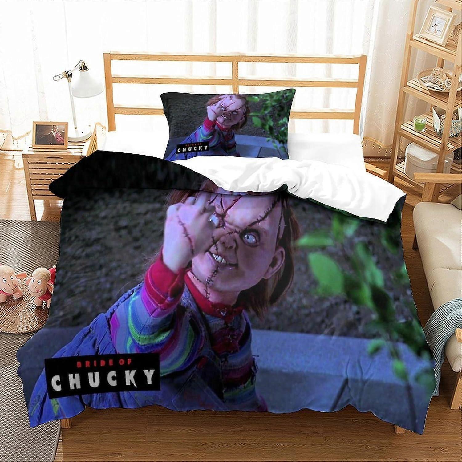 Piece Sängkläder Set Chucky Doll Påslakan med 1 örngott 3D Skräckspel Täcke Täcke för barn Pojkar Flickor
