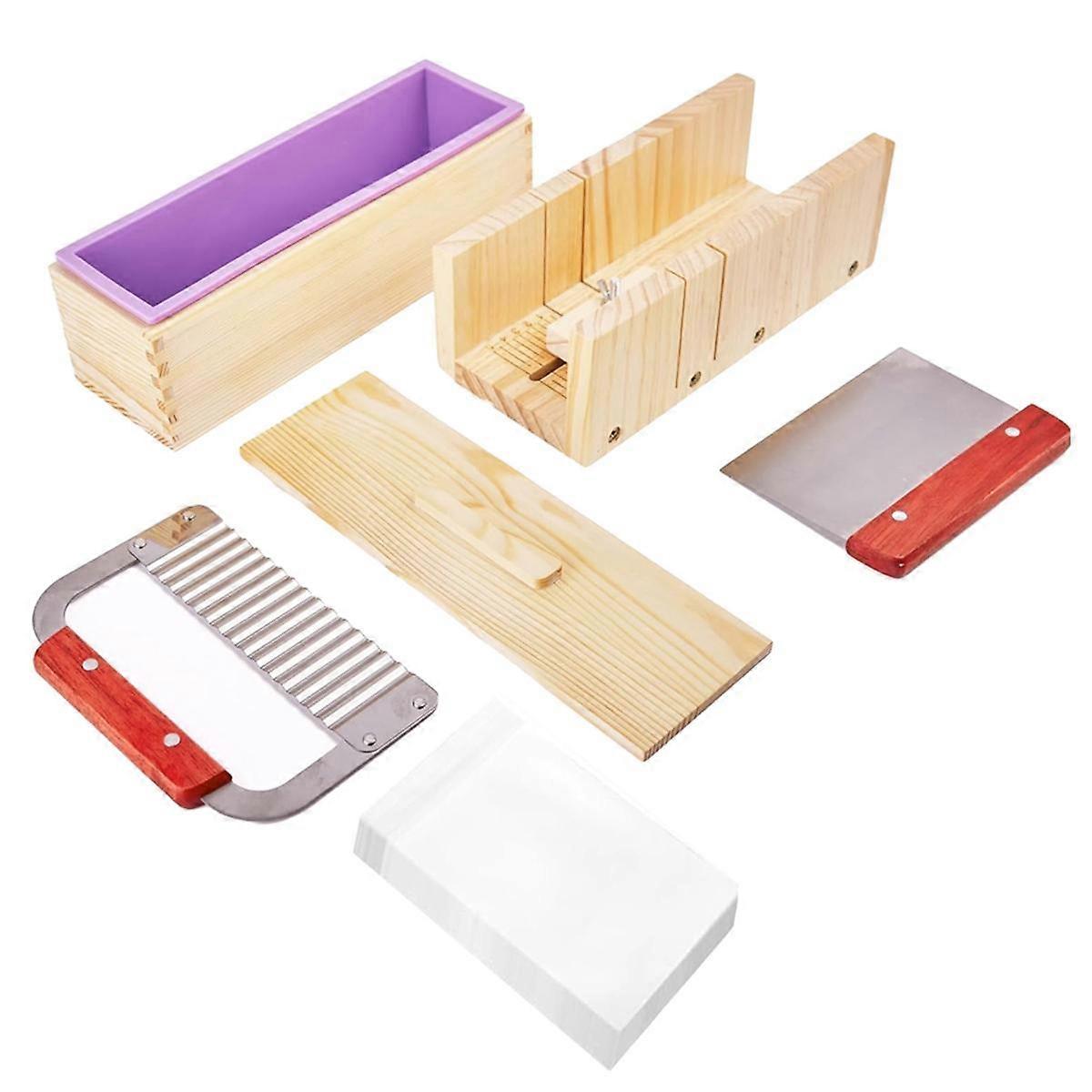 Soap Making Kit, 42 OZ Soap with Adjustable Wooden Soap Measuring Box, Soap Cutter. DIY Sets