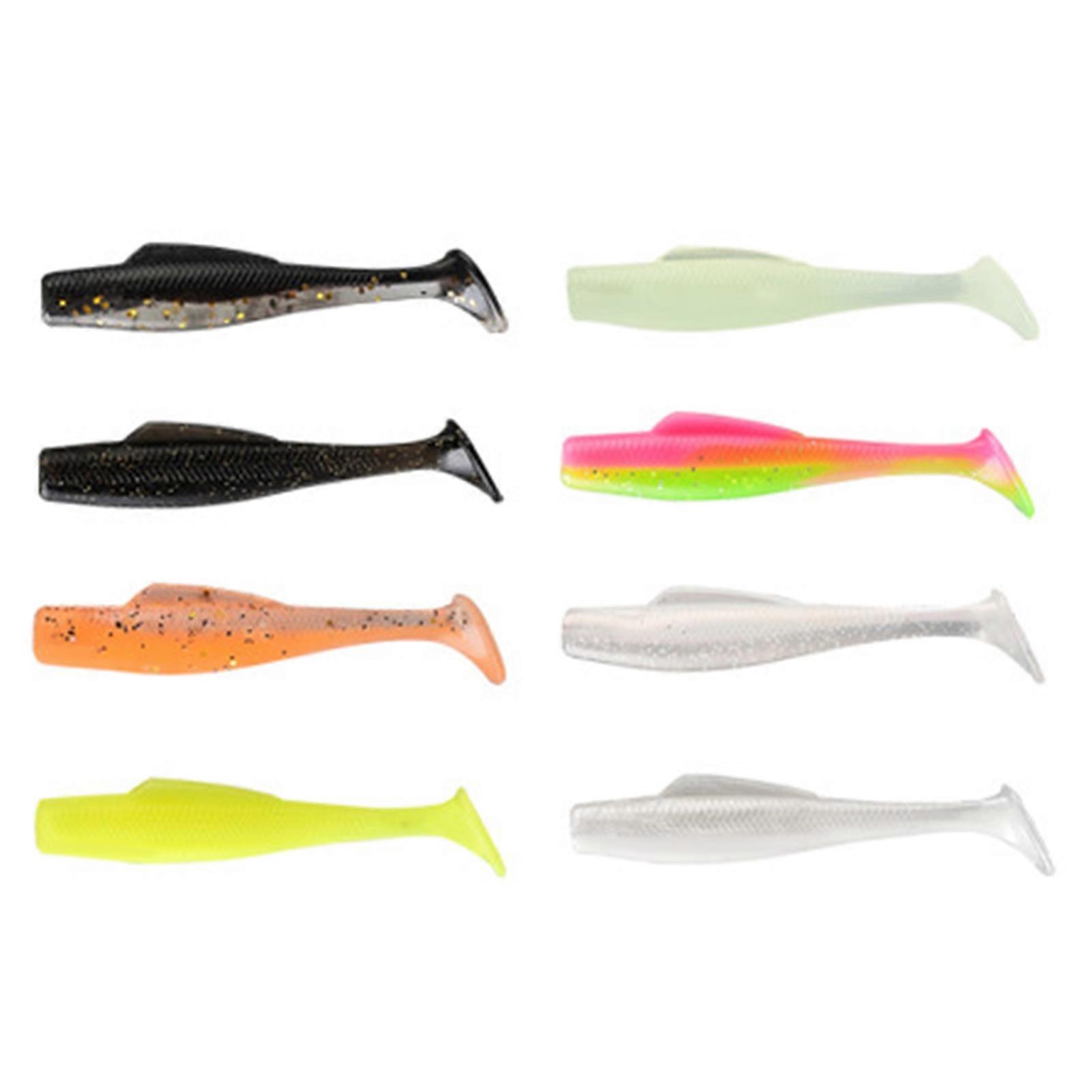 6/8Pcs 8CM/5G 6CM/2G Soft Fishing Lure with T-shape Paddle Tail Glitter Sequins Realistic Bionic Artificial Bait Freshwater Saltwater Fishing Accessor