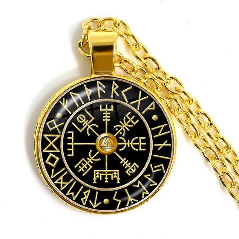HCMA Viking islandais Vegvisir Casque Horreur en Cercle runique Pendentif bâtons Magiques Boussole Rune amulette Collier Collier Cadeau
