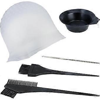5 Pcs Silicone Highlighting Cap Kit  Punched Hole Highlight Cap with Hook Needles Salon Hair Dye Comb Hair Dye Brushes T  SZRH A-F