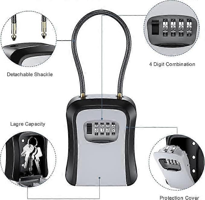 Large Key Lock Box for Outside Anti Loss Resettable Code Safe Security Lock Box for Home Office Apartment Spare Key Storage