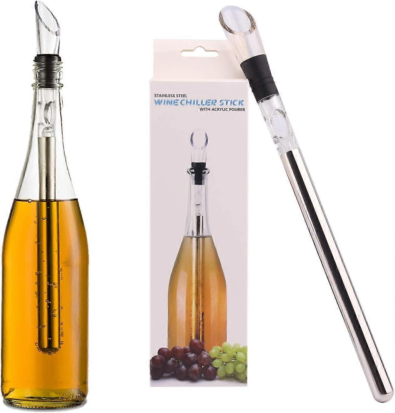 Wine Chiller 3-in-1 Stainless Steel Wine Bottle Cooler Stick Freezer with Aerator and Pourer for Chilling Longer, Pouring and Aerating Wine for Christ