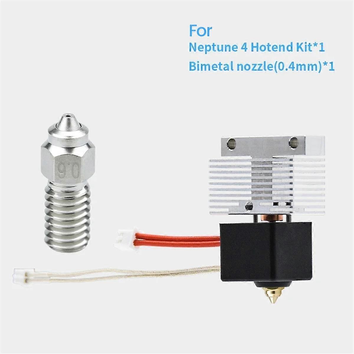 3D Printer Hotend+0.4mm Bimetal Nozzle Kit for Neptune 4 Heated Block Heating Rod Thermistor Extrud