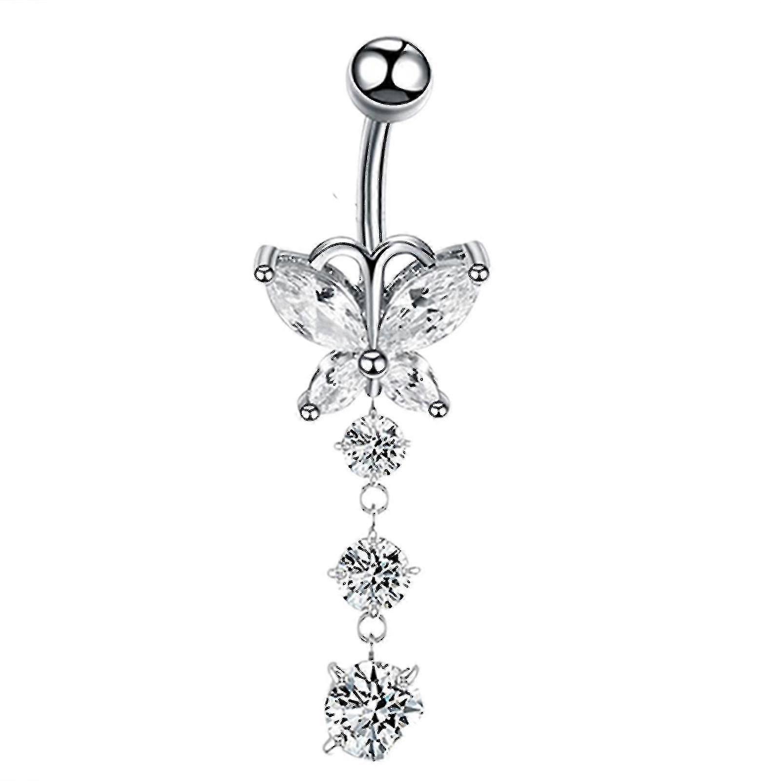 Rustfritt stål mageknapp ringer sommerfugl buet piercing dangle navle dekor