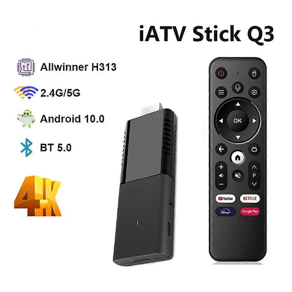 Q3 Smart Black TV Stick HDR Android TV 10 Allwinner H313 4K ATV HDR Portable TV Prefix 2.4G/5G WIFI BT5.0 OTG VS X96S TX3
