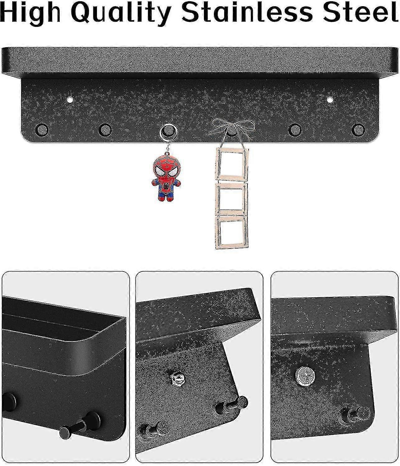 Key Rack With Shelf, Modern Key Holder Wall, 6 Hooks Self-adhesive Key Hanger Ke