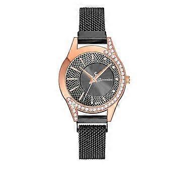 Juxiaoshou vrouwen mode horloge klok roestvrij staal casual jurk pols kristal