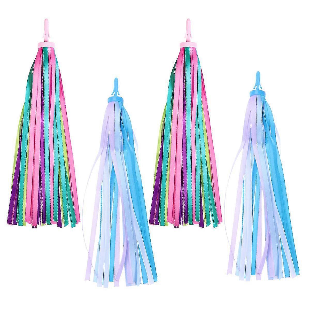 2 Pair Bike Handlebar Ribbon Bike Handle Streamer Kids Scooter Tassel Child Bike Accessories Handlebar Decor (assorted Color)