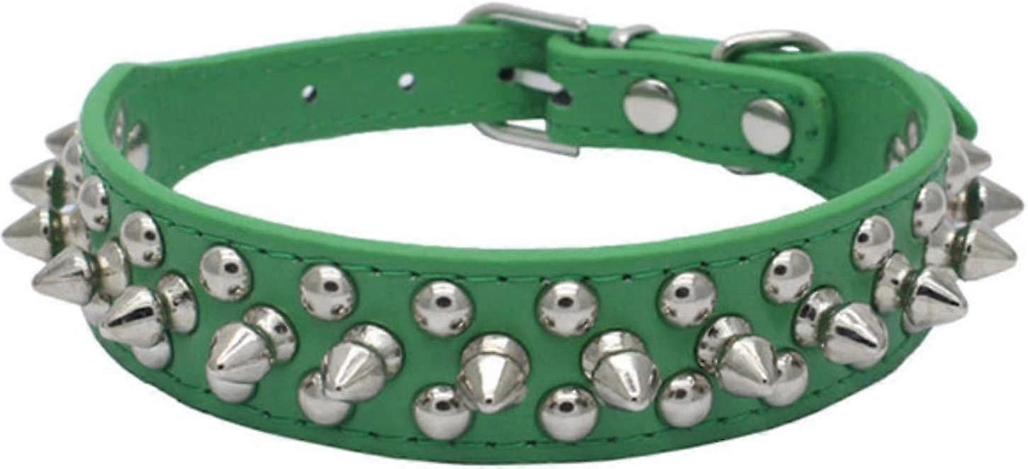 studded anti-bite dog collar -green, (size:m)