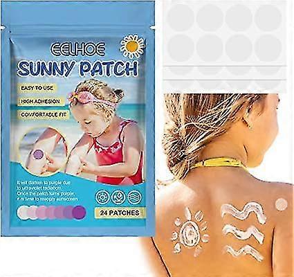 Waterproof 24 Pack UV Sun Stickers Sunscreen,UV Detection Reminder UV Patch