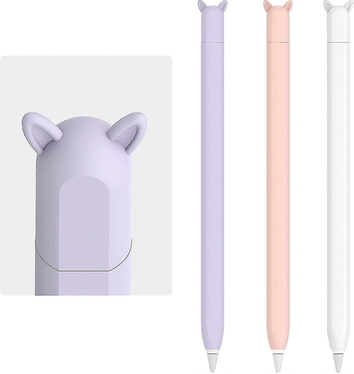 3 Pack Cute Ear Case Silicone Skin Cover Compatible With Apple Pencil 2nd Generation Accessories Compatible With Ipad Pro 11 12.9 Inch