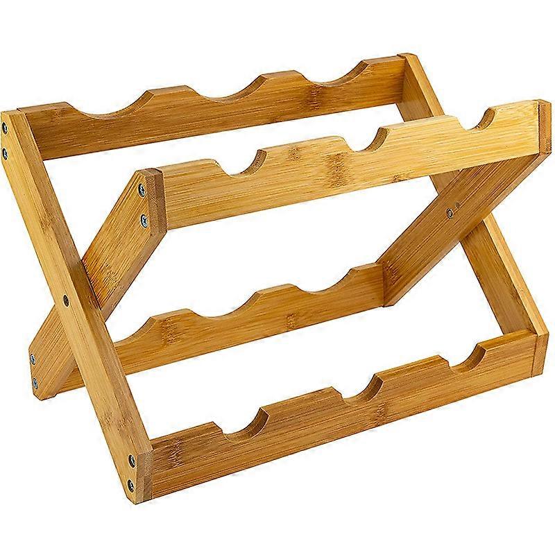 Bamboo Wine Rack, X Shape, 6 Bottles, Rustic, Small, Folding Wine Rack, nat