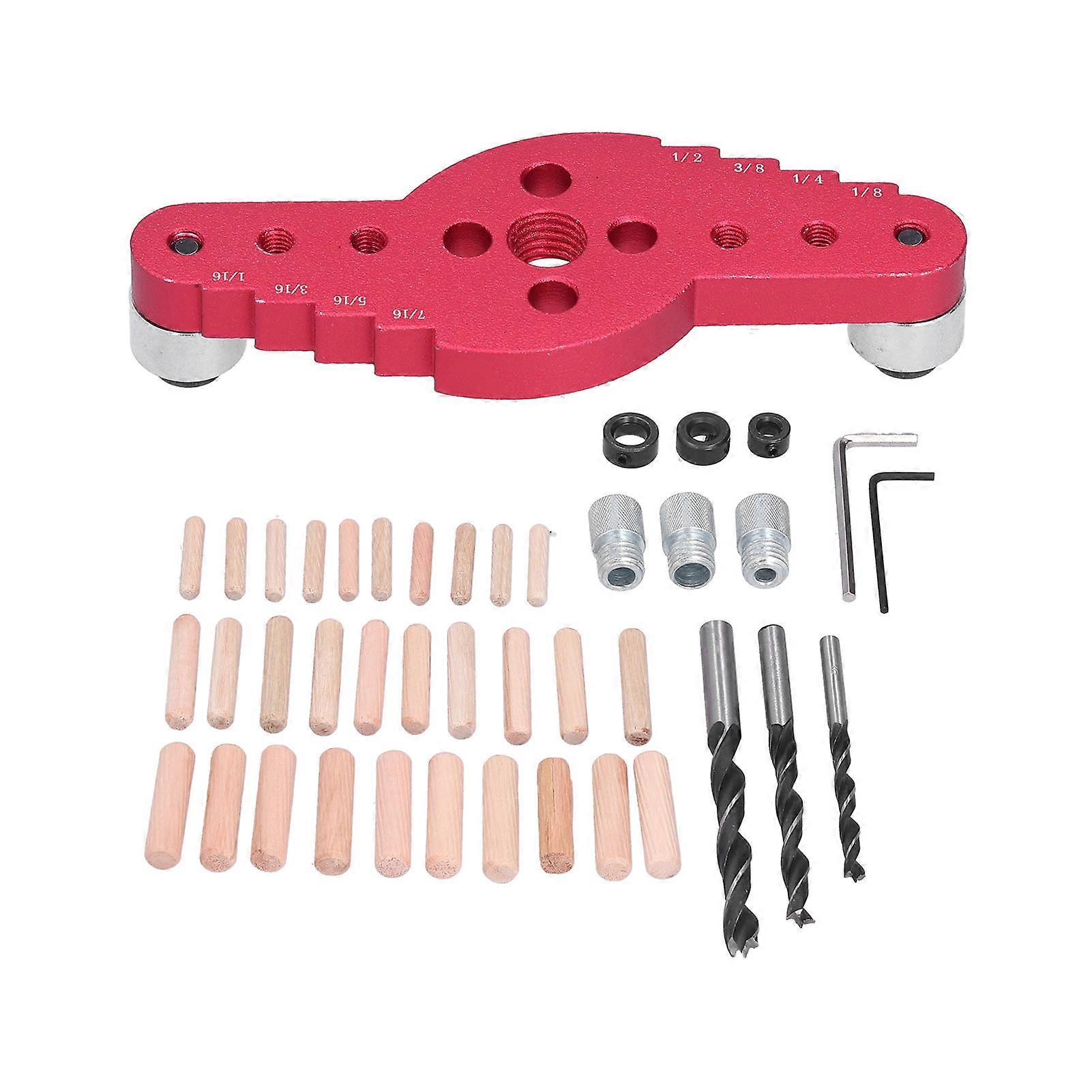 Dowelling Drill Guide Kit Hole Puncher Bits Drilling Locator Jig Woodworking Scribe Tools42Pcs