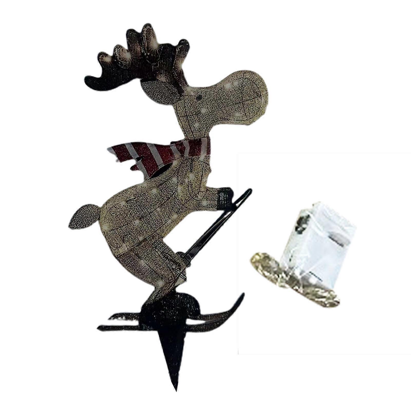 Lighted Reindeer Ornaments Glowing Ski Deer Statue with LED Lights String 3D Standing Reindeer Figurines for Christmas Decoration Indoor Outdoor Displ
