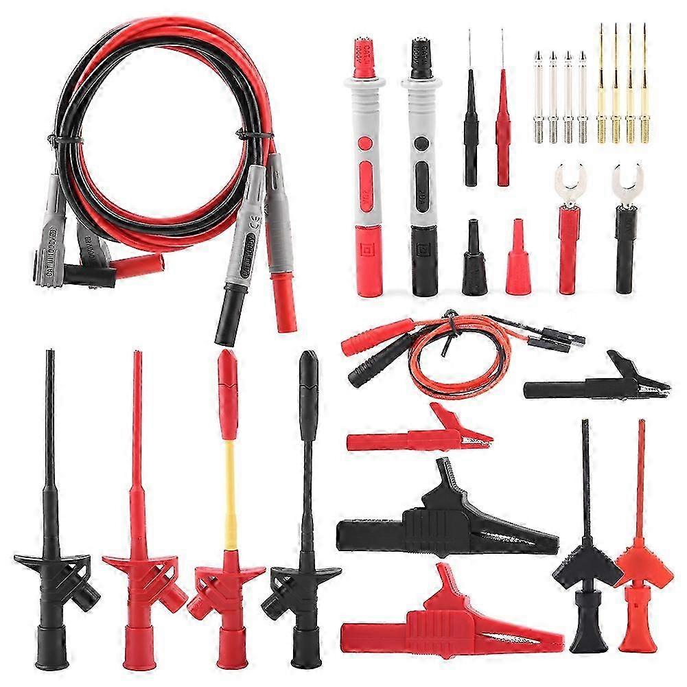 28Pcs P1300F Multifunction Replaceable Multimeter Probe Test Lead Kits 4mm Banana Plug