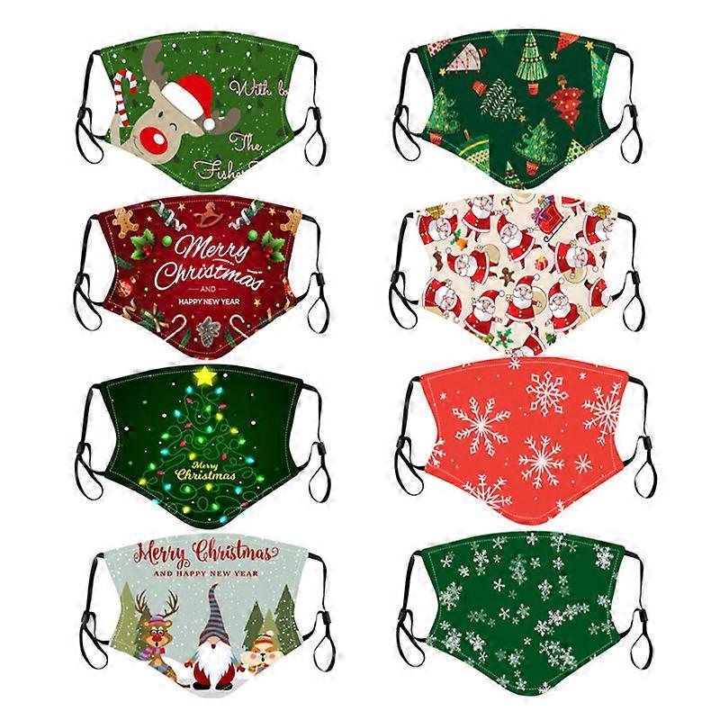 EVAGO 8 PackAdult Face Masks Washable, Christmas Santa Claus And Gnome Breathable Reusable Cotton Mask