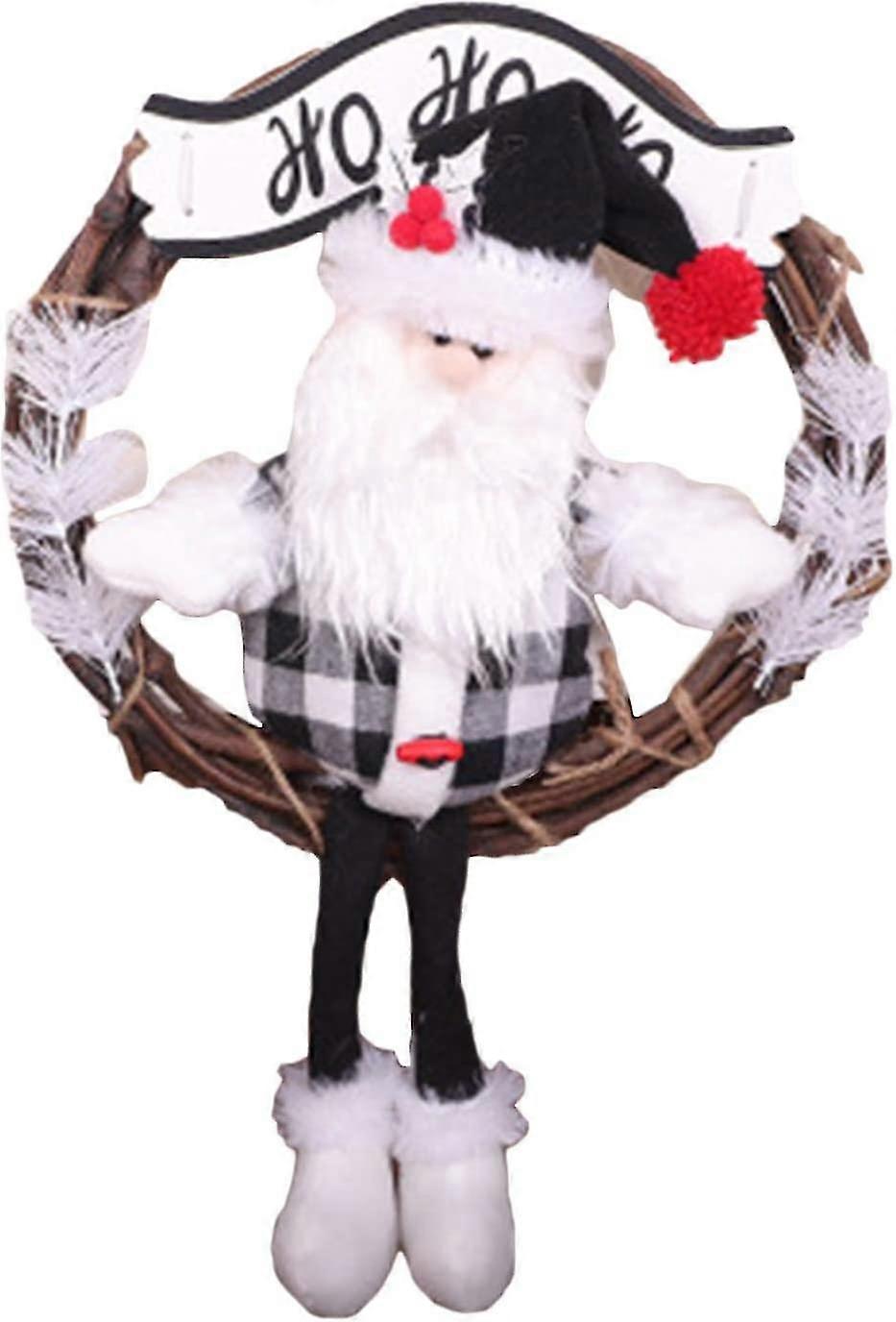 35cmクリスマスリース、クリスマスラタンリースオーナメント - クリスマスリースヴァインサークルドアハンギング