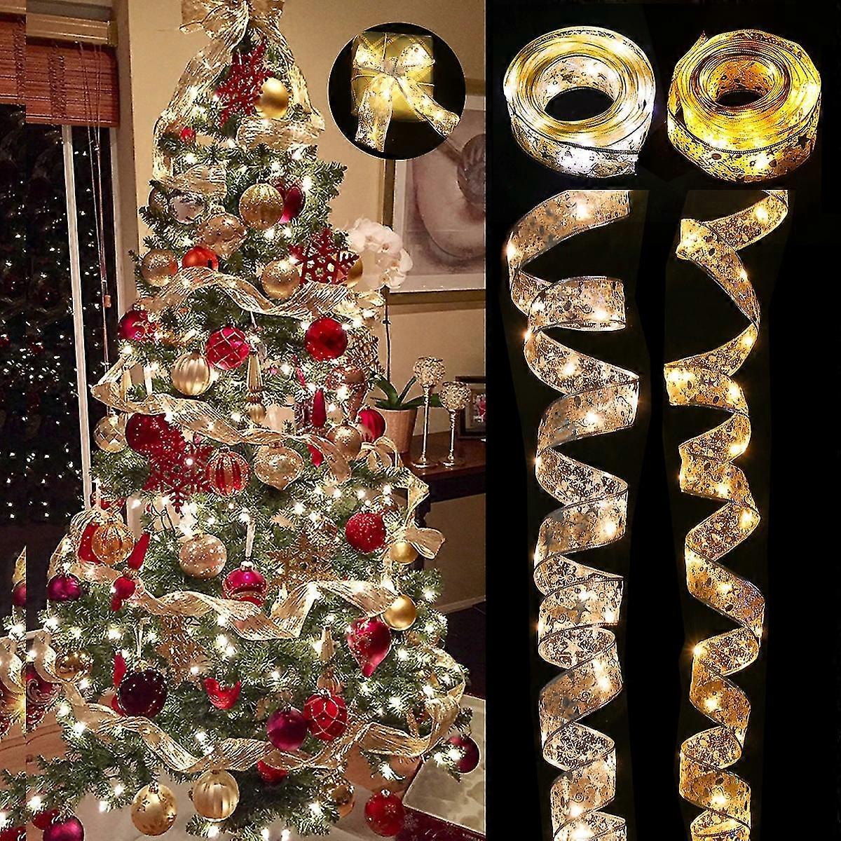 Ribbon Lights Christmas Decoration Christmas Tree Ornaments 2022 Bow String Lights Navidad Natal New Year 2023
