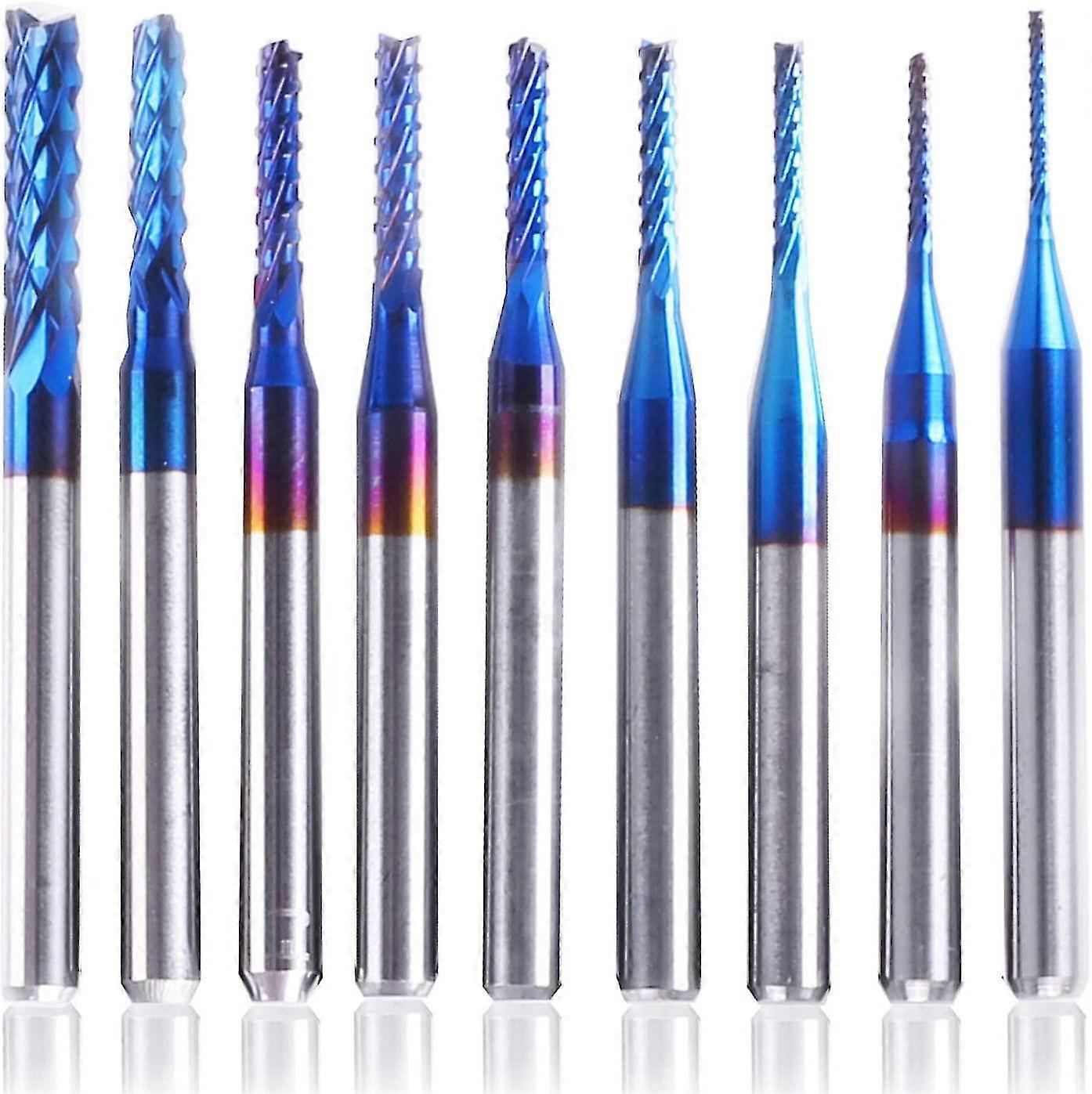 10-piece Nano Blue Coat End Mill Cnc Router With 1/8 "shank