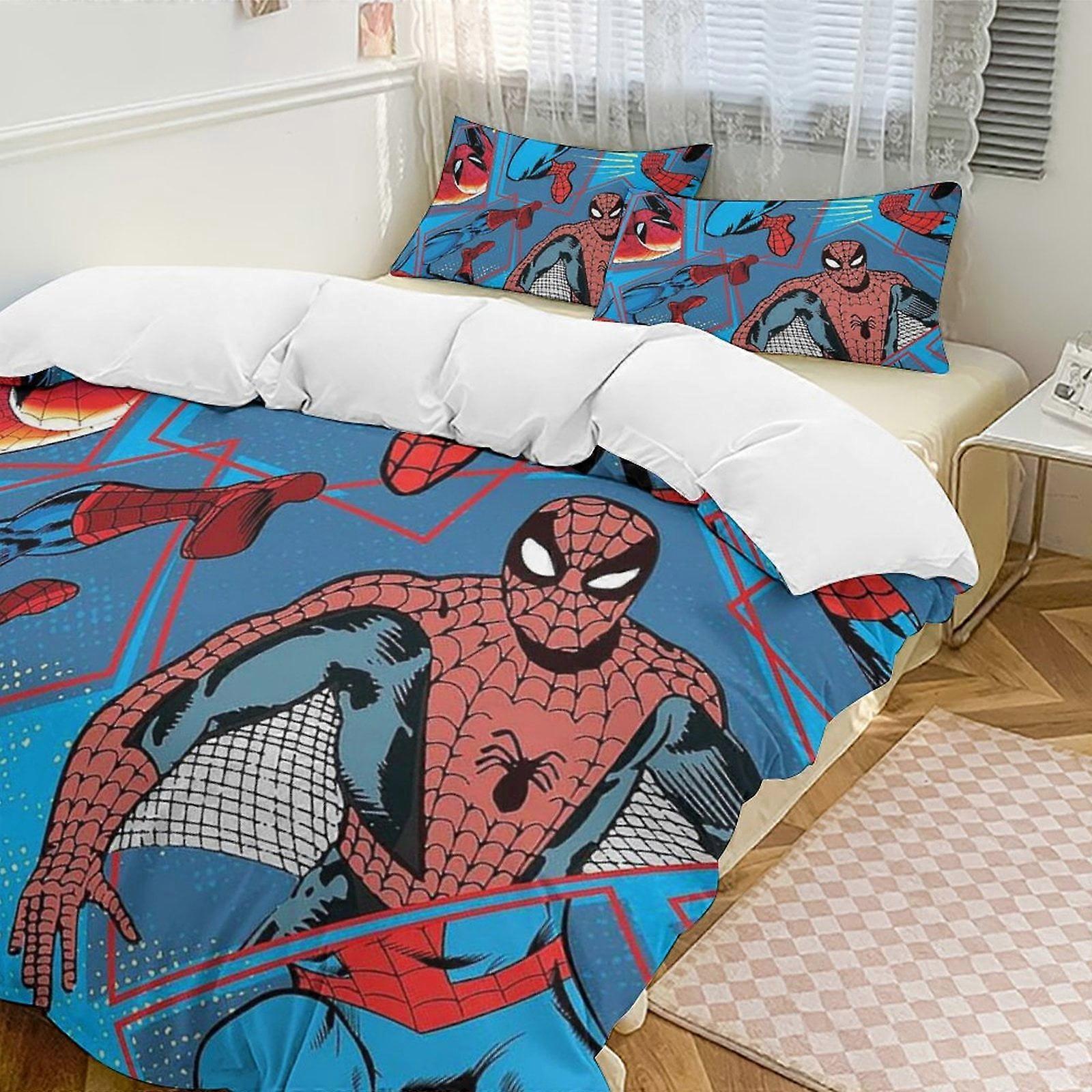 Zm80 Spider-Man 3-Piece Twin Bed Set - Includes 1 Single Quilt And 2 Pillow Cases Bedding - Fade Resistant Microfiber - Spider Lc80