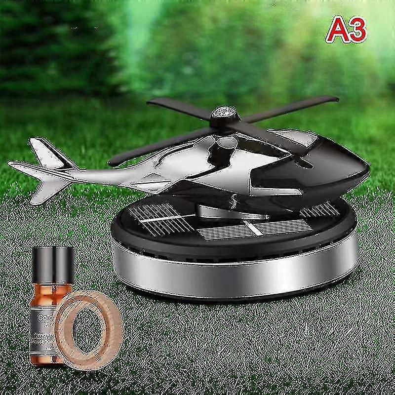 Car Helicopter Air Freshener Solar Power Plane Fragrance Diffuser Ornament - JA