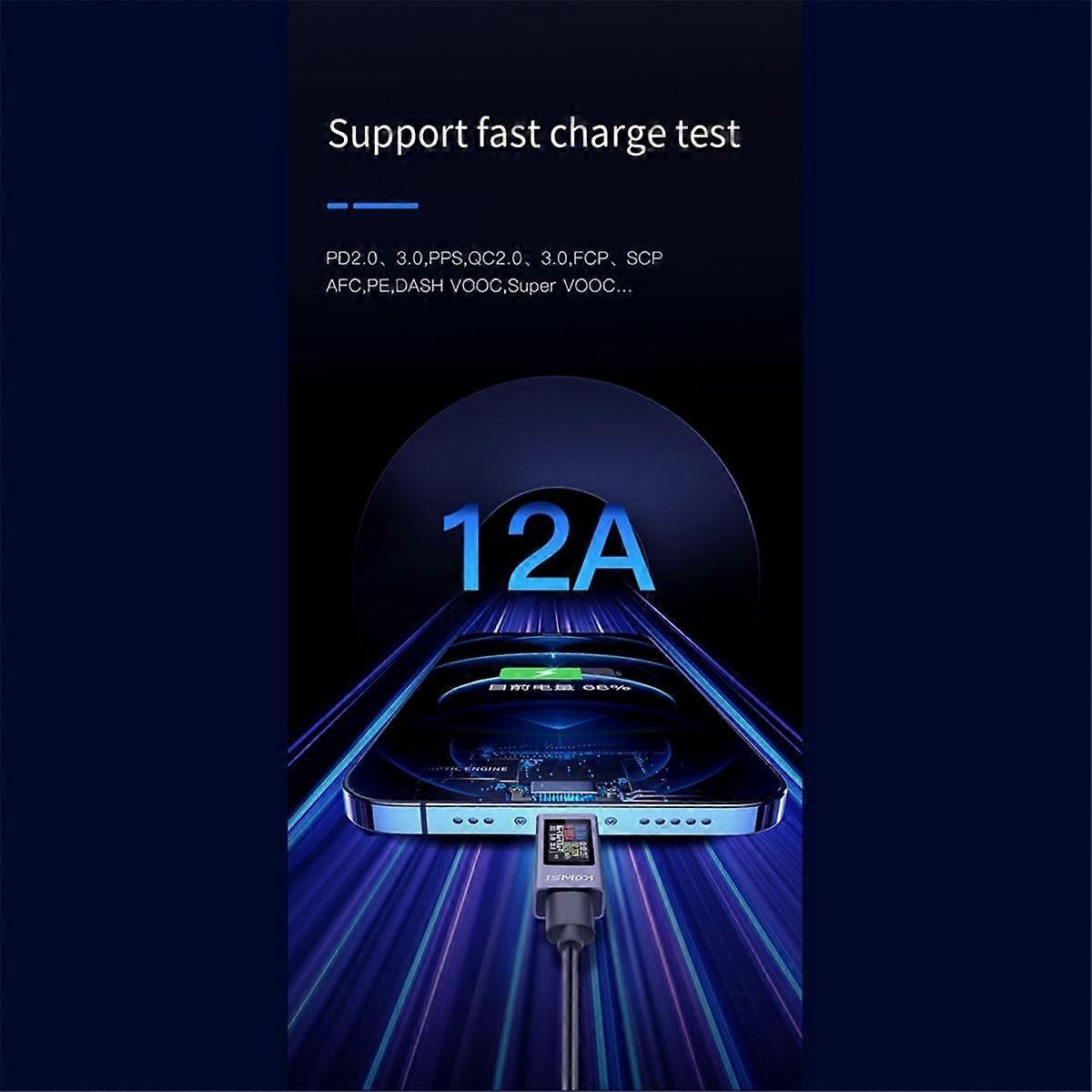 Power Meter Multi-Function Digital Display Ammeter Power Meter Type-C Charging Tester